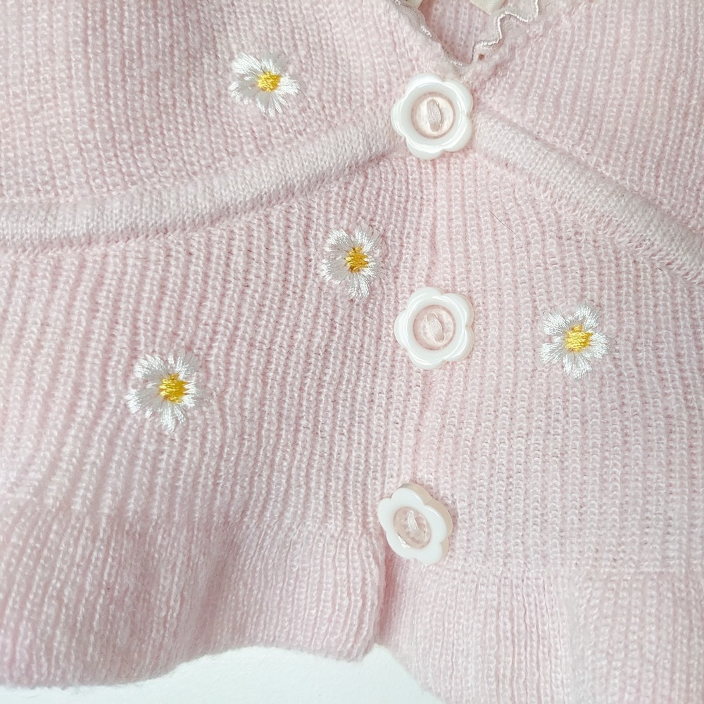 For Love And Lemons Callie Crop Top S Pink Knit Embroidered Daisy Coquette Cami - Picture 6 of 10
